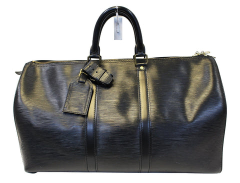 LOUIS VUITTON Epi Leather Black Keepall 45 Boston Satchel Bag