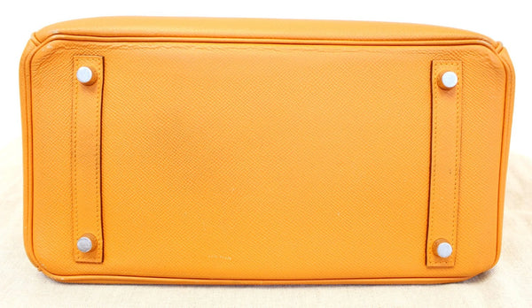 HERMES Birkin 30cm Orange Clemence Silver Hardware Bag