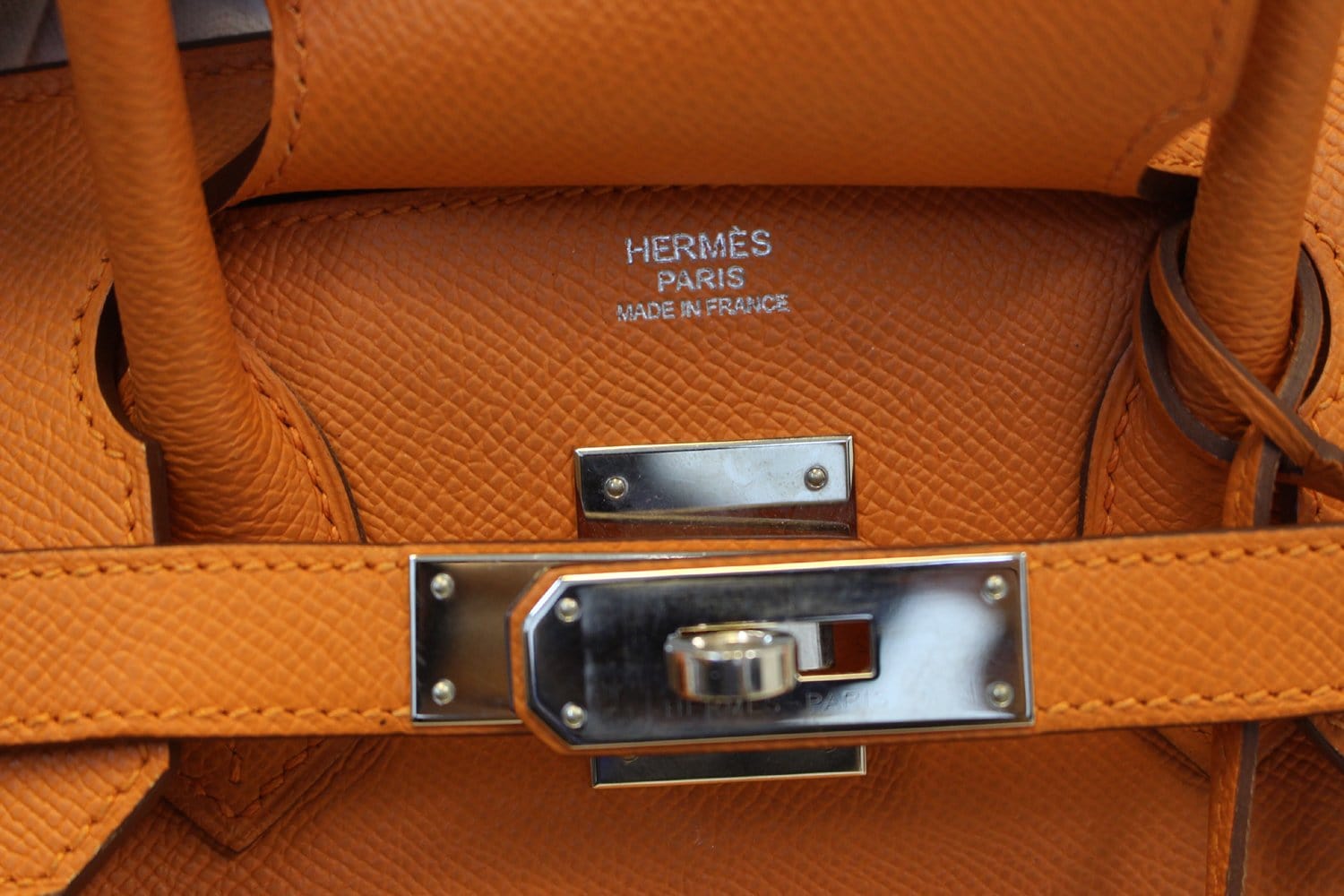 HERMES Birkin 30cm Orange Clemence Silver Hardware Bag - 20% Off