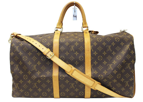 LOUIS VUITTON Monogram Keepall Bandouliere 55 Boston Bag