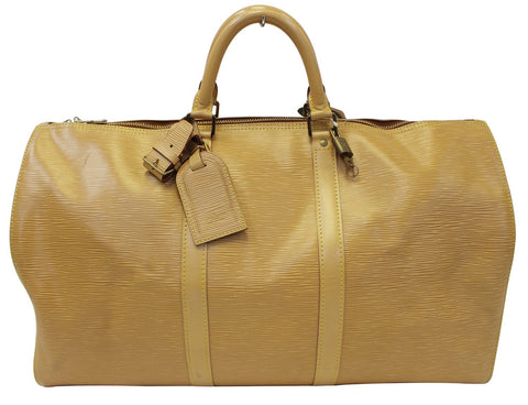 LOUIS VUITTON Epi Keepall 50 Boston Bag Beige