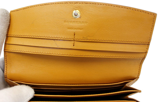 BURBERRY Yellow Leather Haymarket Check Continental Wallet 