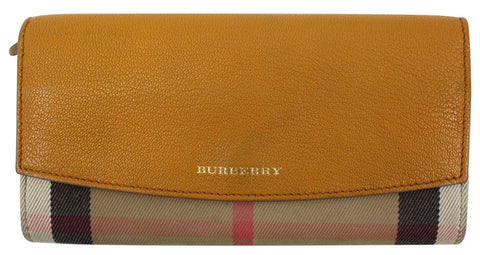 BURBERRY Yellow Leather Haymarket Check Continental Wallet