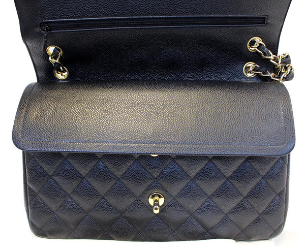 Chanel Double Flap Classic Jumbo Caviar Shoulder Bag black