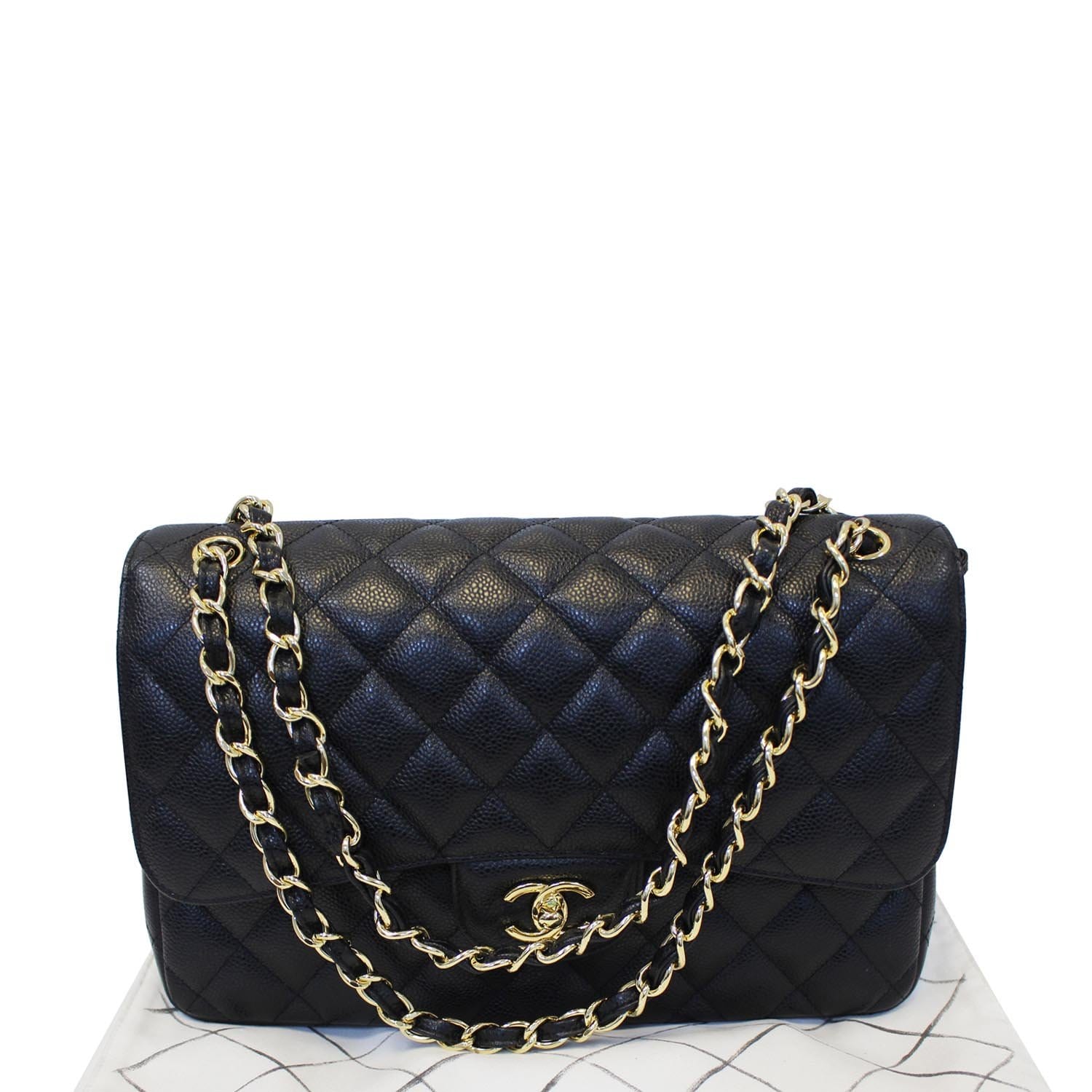 Chanel Double Flap Classic Jumbo Caviar Shoulder Bag