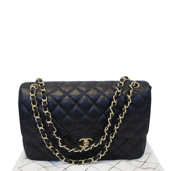 Chanel Double Flap Classic Jumbo Caviar Shoulder Bag - corner