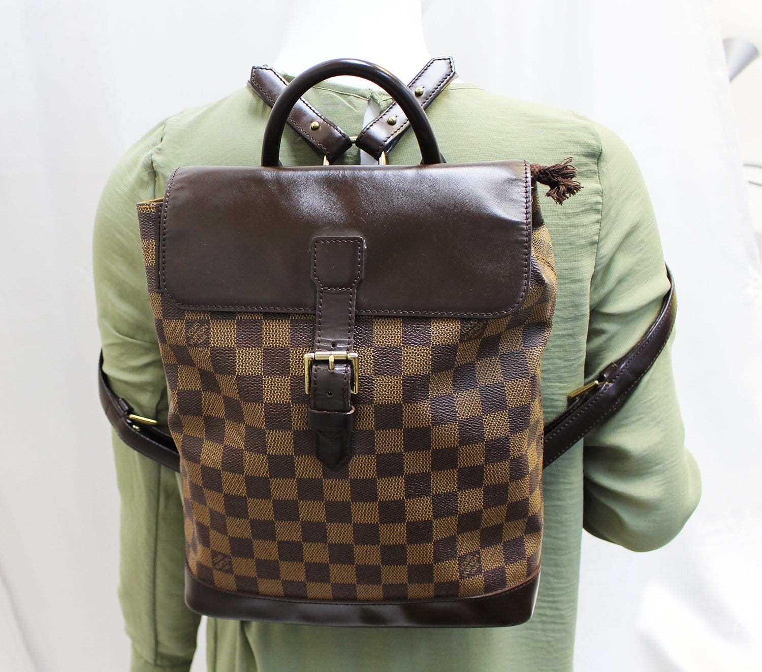 Soho cloth backpack Louis Vuitton Brown in Cloth - 35743089