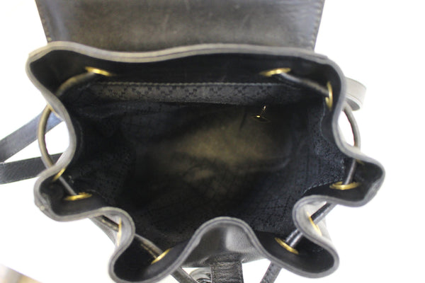 GUCCI Backpack Bamboo Black Leather Handbag