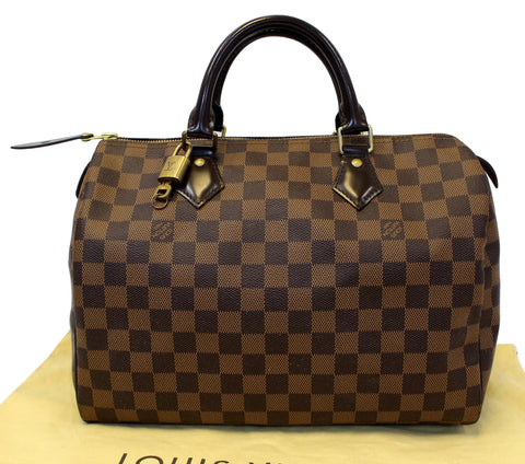 LOUIS VUITTON Damier Ebene Speedy 30 Brown Satchel Bag