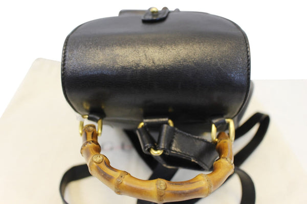 GUCCI Backpack Bamboo Black Leather Handbag