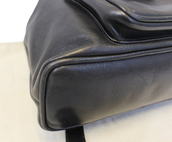 GUCCI Backpack Bamboo Black Leather Handbag