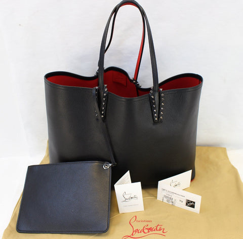 CHRISTIAN LOUBOUTIN Tote Bag - Cabata Studded Leather Bag - black