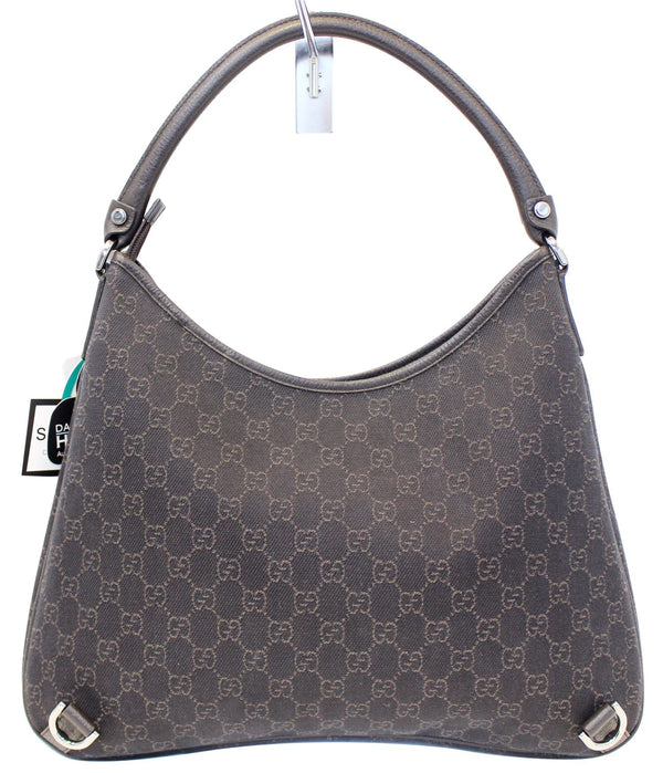 GUCCI Black Monogram Abbey D Ring Hobo Bag 268636 