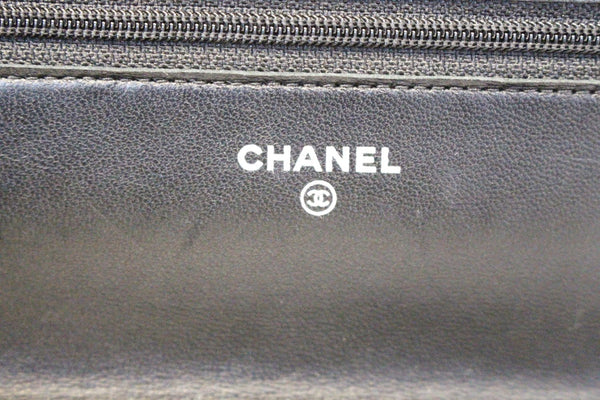 CHANEL Black LambSkin Wallet On Chain WOC Clutch Crossbody Bag