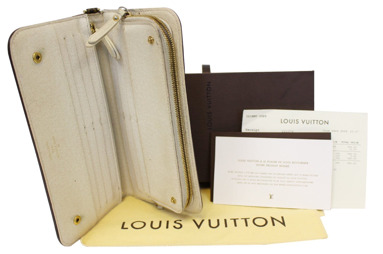 Genuine LOUIS VUITTON Damier Azur Portefeuille Insolite Long Zipper Wallet
