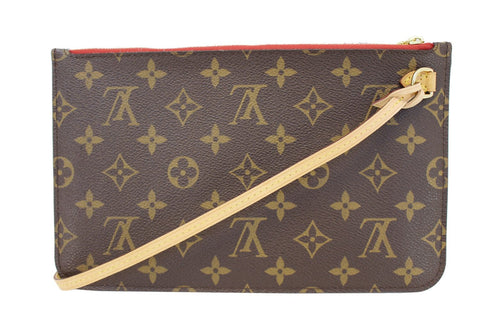 LOUIS VUITTON Monogram Canvas Red Pochette Pouch For Neverfull