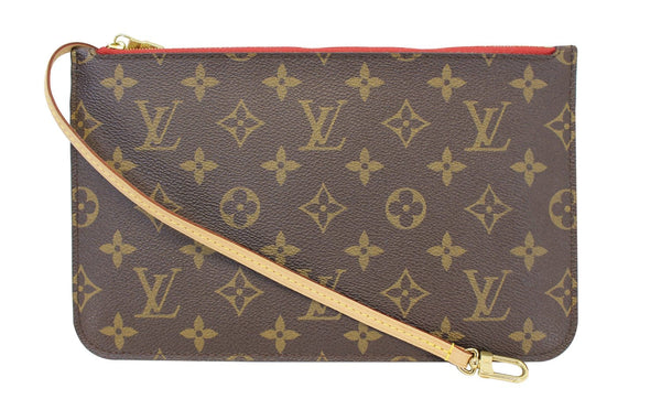 LOUIS VUITTON Monogram Canvas Red Pochette Pouch For Neverfull