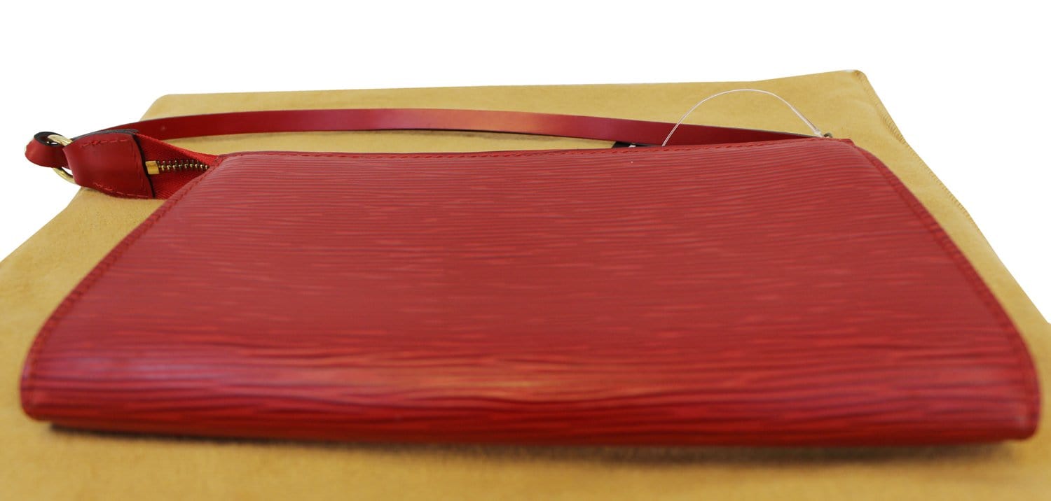 Louis Vuitton Red EPI Leather Pochette Accessories Wristlet Clutch Bag 862093