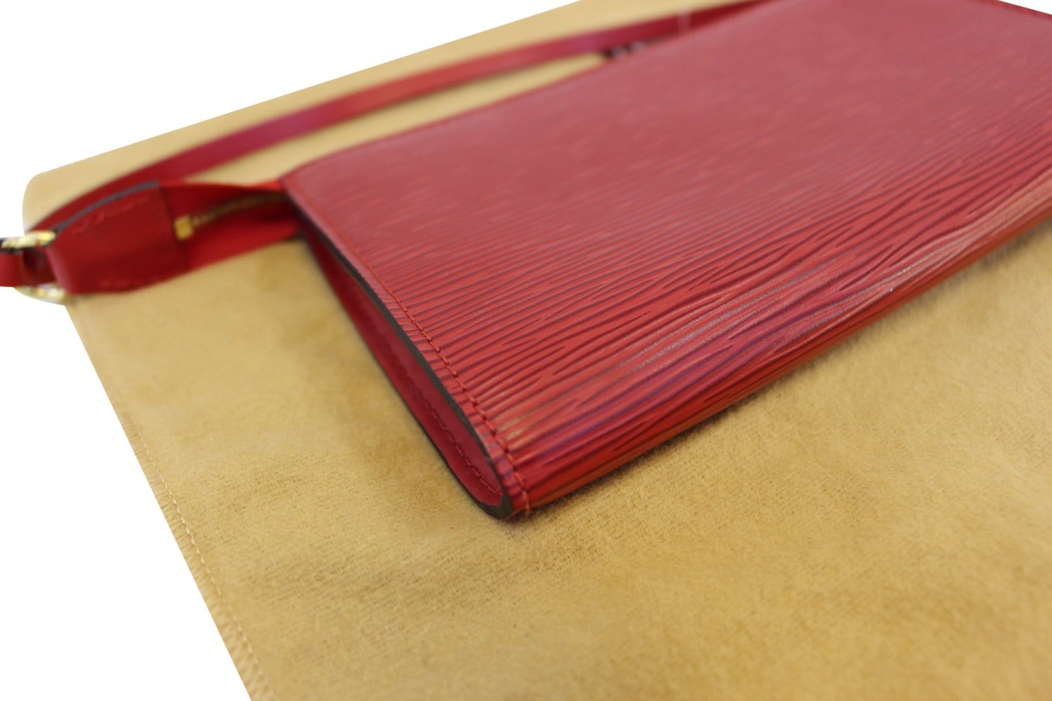 Louis Vuitton Red Epi Leather Pochette Bag.  Luxury Accessories, Lot  #17030