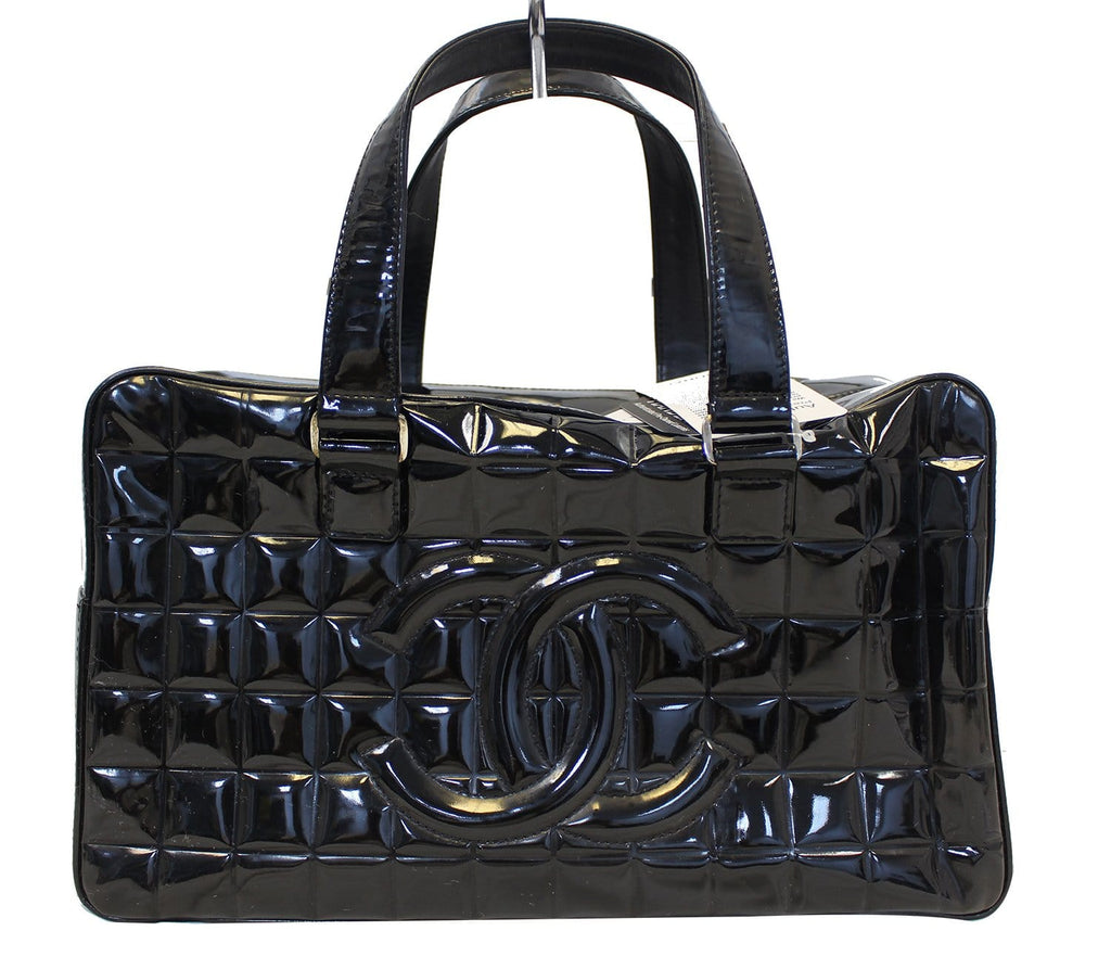 2 In 1 Chanel Shopping Classic Flap Cruise Mesh Woven Crochet Black Patent  Bag