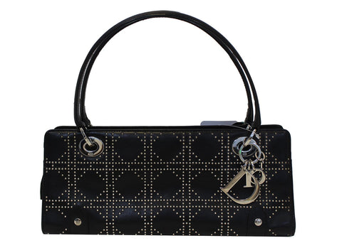 CHRISTIAN DIOR Black Studded Lady Dior Shoulder Bag