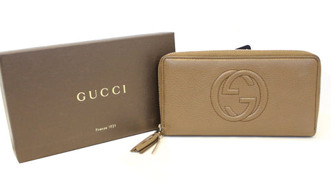 GUCCI Interlocking G Medium Brown Leather Long Wallet