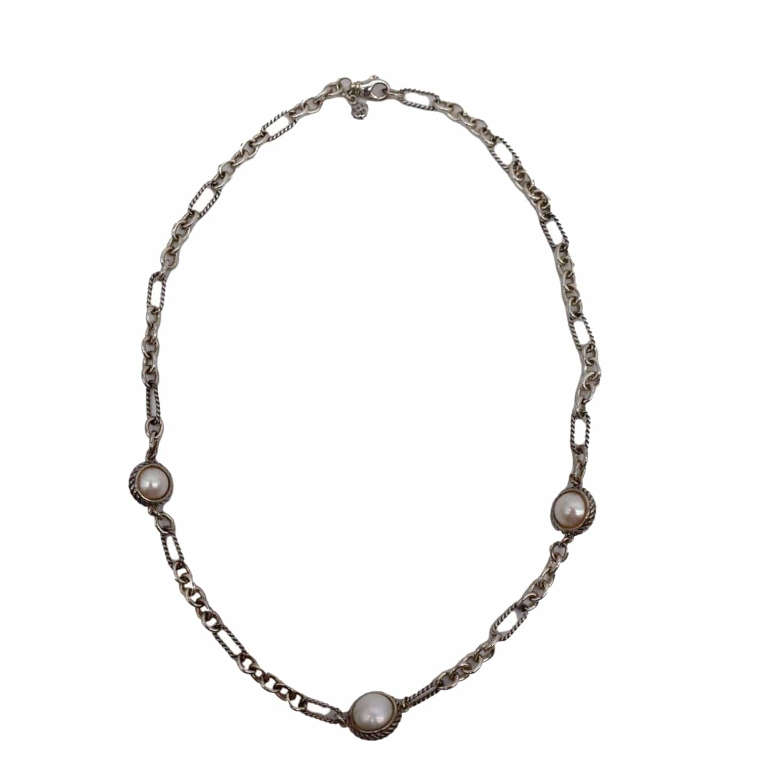 DAVID YURMAN Sterling Silver Pearl Figaro Necklace
