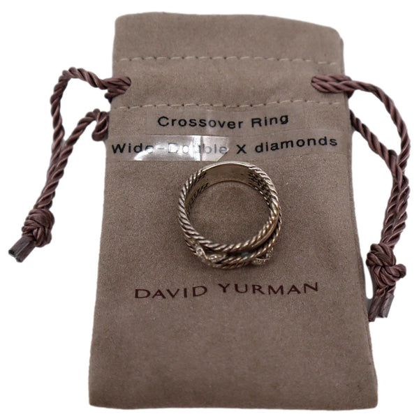 DAVID YURMAN Albion Diamond Double X Crossover Silver Ring