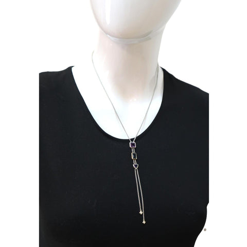 DAVID YURMAN Novella Y-Necklace Pave Diamond Silver Multicolor