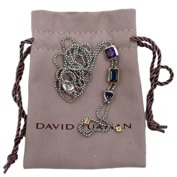 DAVID YURMAN Novella Y-Necklace Pave Diamond Silver Multicolor