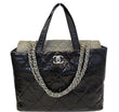 CHANEL Black Leather 2 Way Tote Bag