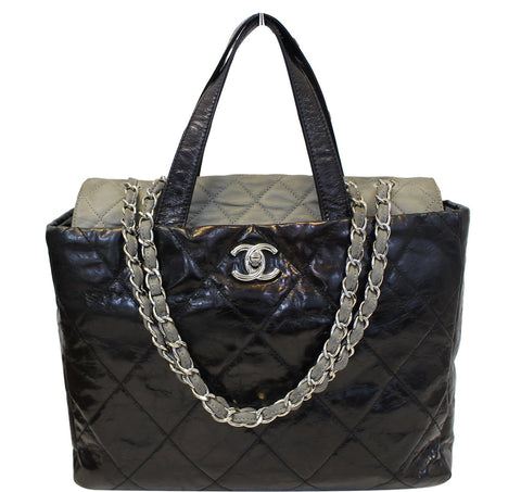 CHANEL Black Leather 2 Way Tote Bag - Sale