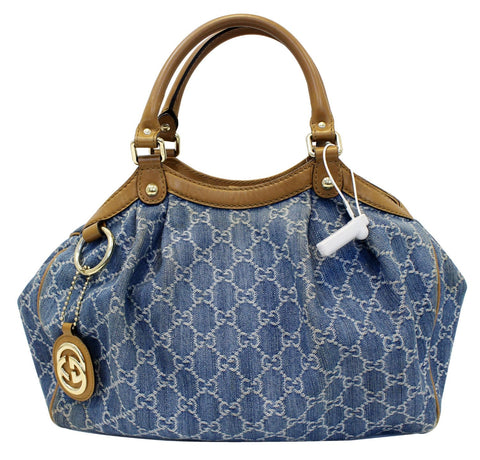 GUCCI GG Blue Denim Sukey Tote Shoulder Bag Gucci Sukey