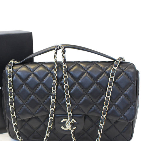 CHANEL Black Lambskin Leather Jumbo Flap Bag