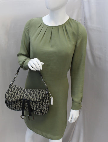 CHRISTIAN DIOR Denim Logo Double Saddle Bag with Pouch