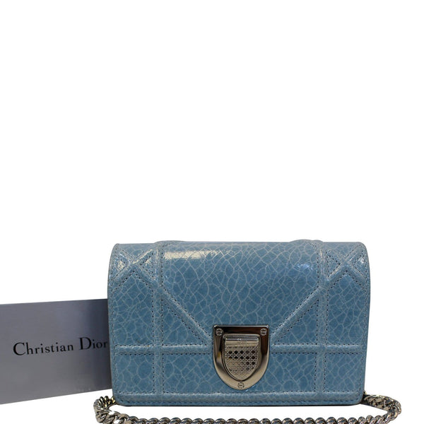 Christian Dior Aqua Blue Leather Mini Diorama bag front