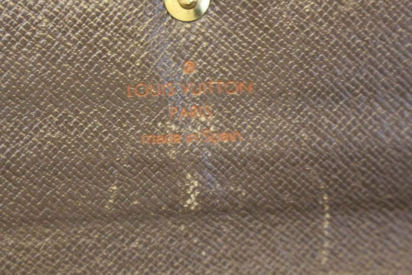 Louis Vuitton Sarah Damier Ebene Brown Wallet - lv logo 