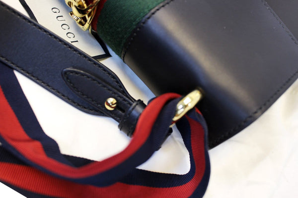 GUCCI Black Calfskin Leather Small Sylvie Shoulder Bag