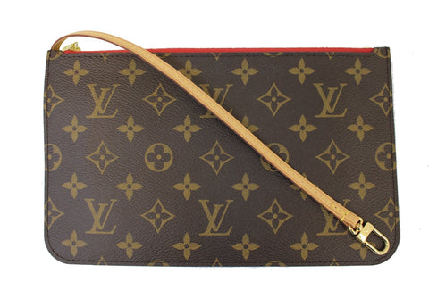 LOUIS VUITTON Monogram Canvas Red Pochette Pouch For Neverfull