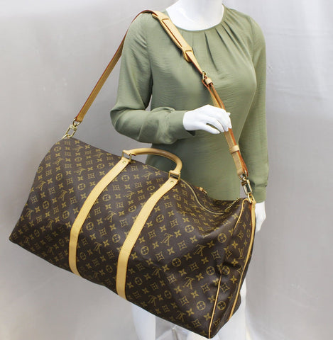 LOUIS VUITTON Monogram Canvas Keepall 60 Bandouliere Bag