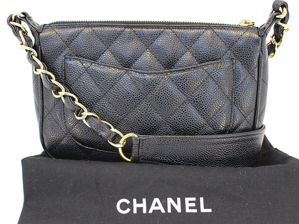 Chanel Shoulder Bag - CHANEL Black Sac Divers Mini Caviar - front view
