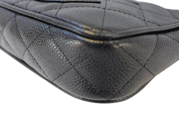 Chanel Shoulder Bag - CHANEL Black Sac Divers Mini Caviar - corner