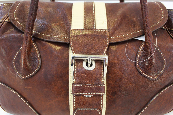 PRADA Burgundy Flap Shoulder Handbag