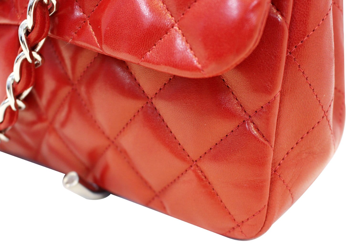 CHANEL Lambskin Quilted Medium Double Flap Red 1315027