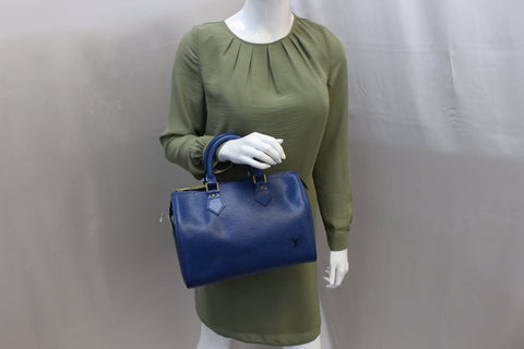 LOUIS VUITTON Epi Speedy 25 Blue Satchel Handbag - Sale