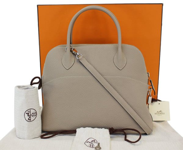 Hermes Bolide Shoulder Bag 31cm Grey Clemence Leather - strap