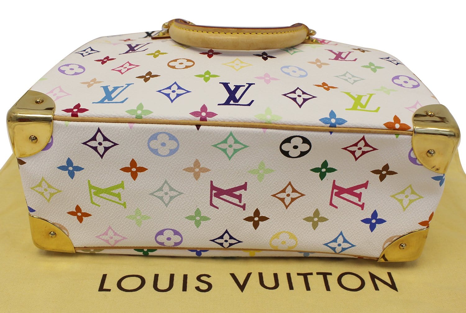 Louis Vuitton - Small White & Multicolored Monogram Print Pebbled Leat –  Current Boutique
