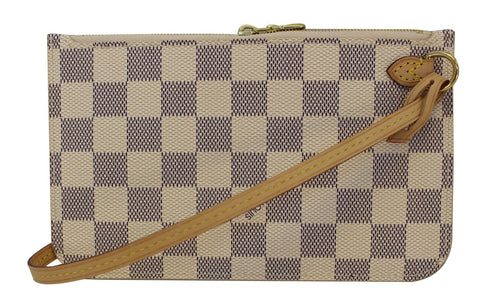 LOUIS VUITTON Neverfull Damier Azur Pochette Wristlet Clutch