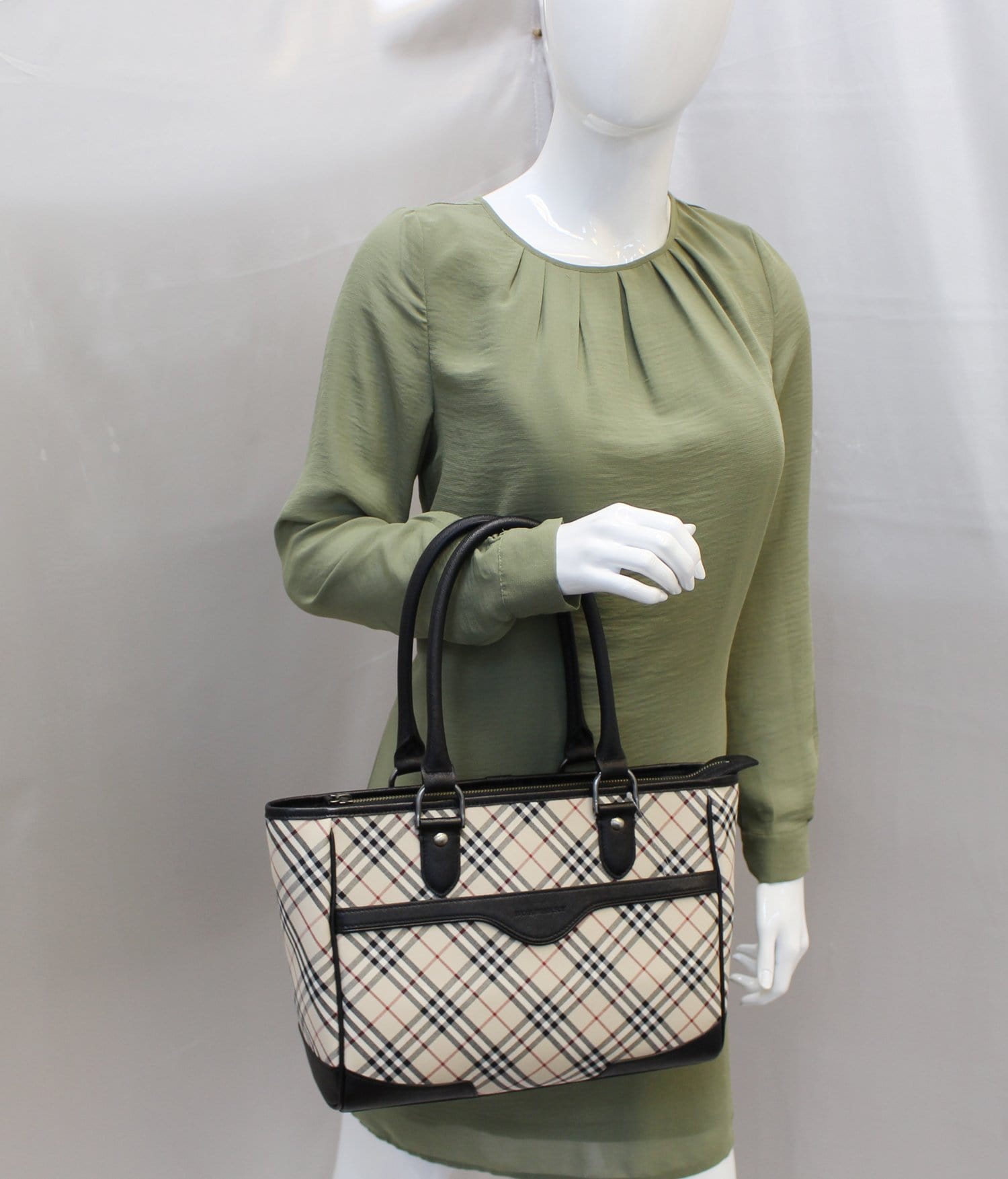 Burberry Shoulder Bag - BURBERRY Women Bag Check Plaid Jacquard