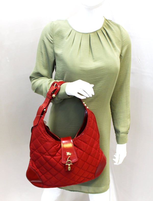 BURBERRY Red Canvas Shoulder Bag